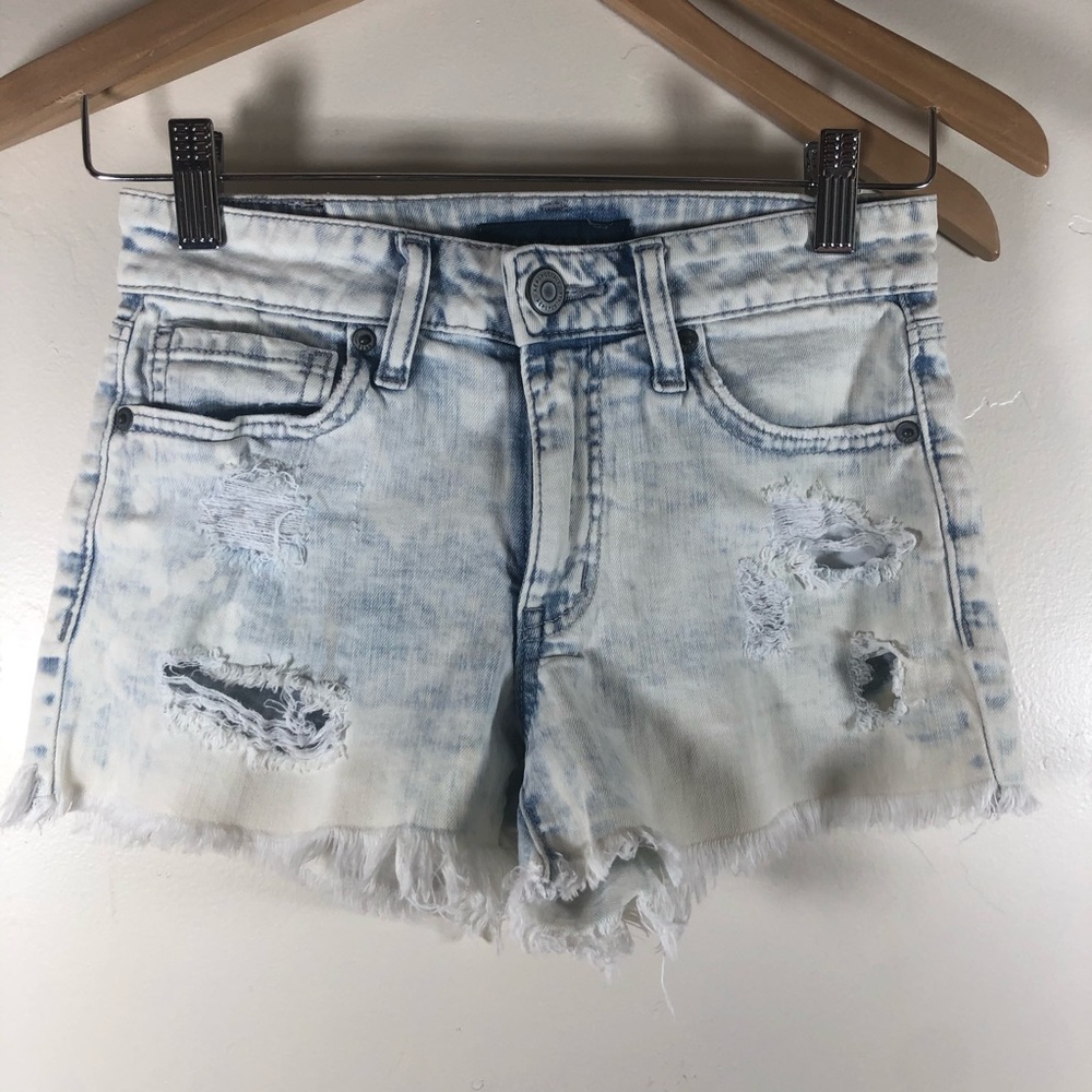 Aeropostale high waisted midi distress jean shorts